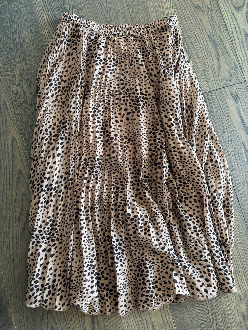 Abercrombie & Fitch Beige Animal Print Pleated Midi Skirt Small - Picture 2 of 5